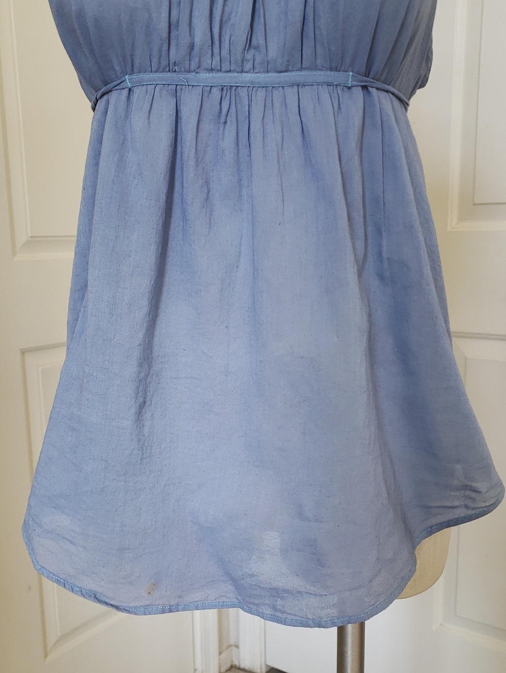 💐 Free People Vintage Boho Bead Trim Camisole Blue Festival Tank Top SMALL - Picture 8 of 11